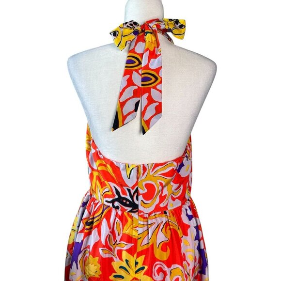 J Crew 100% SILK Maxi Sarong Dress in Painted Paisley Orange Women's Size 6 - Picture 10 of 10